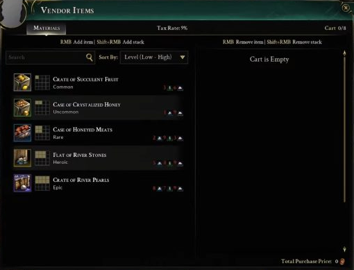 Ashes of Creation Commodities Vendor