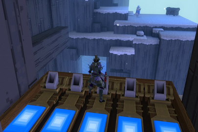 Drop down for the bauble, or jump around. The chest is also accessible here if you have a key.